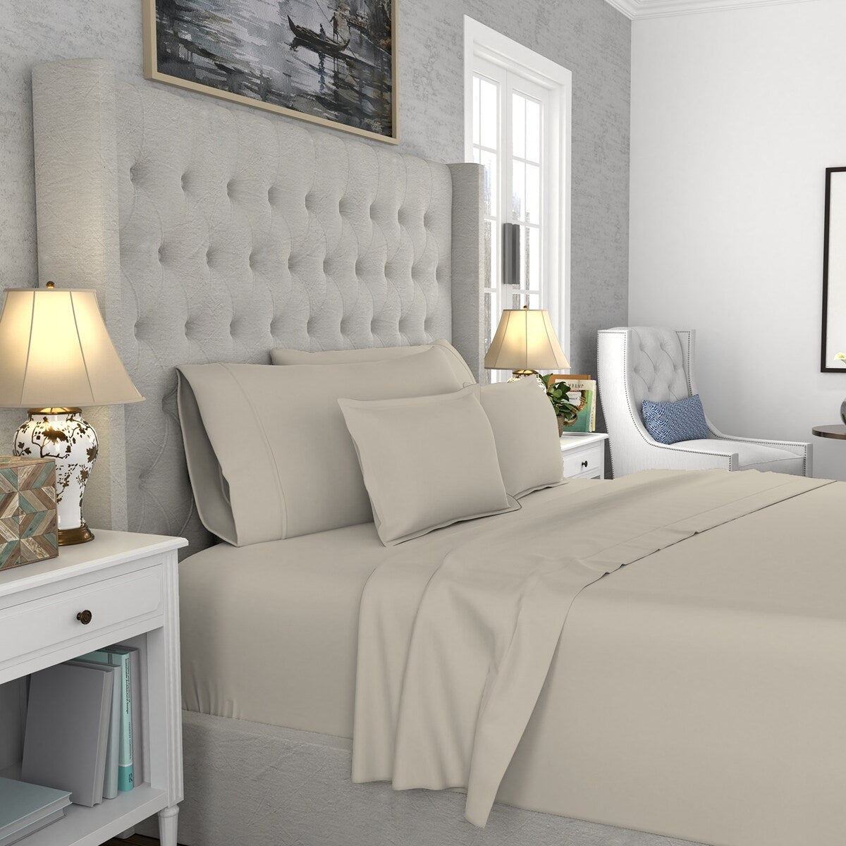 Parure de draps infroissables en mélange de coton de qualité supérieure Color Sense 1200 fils