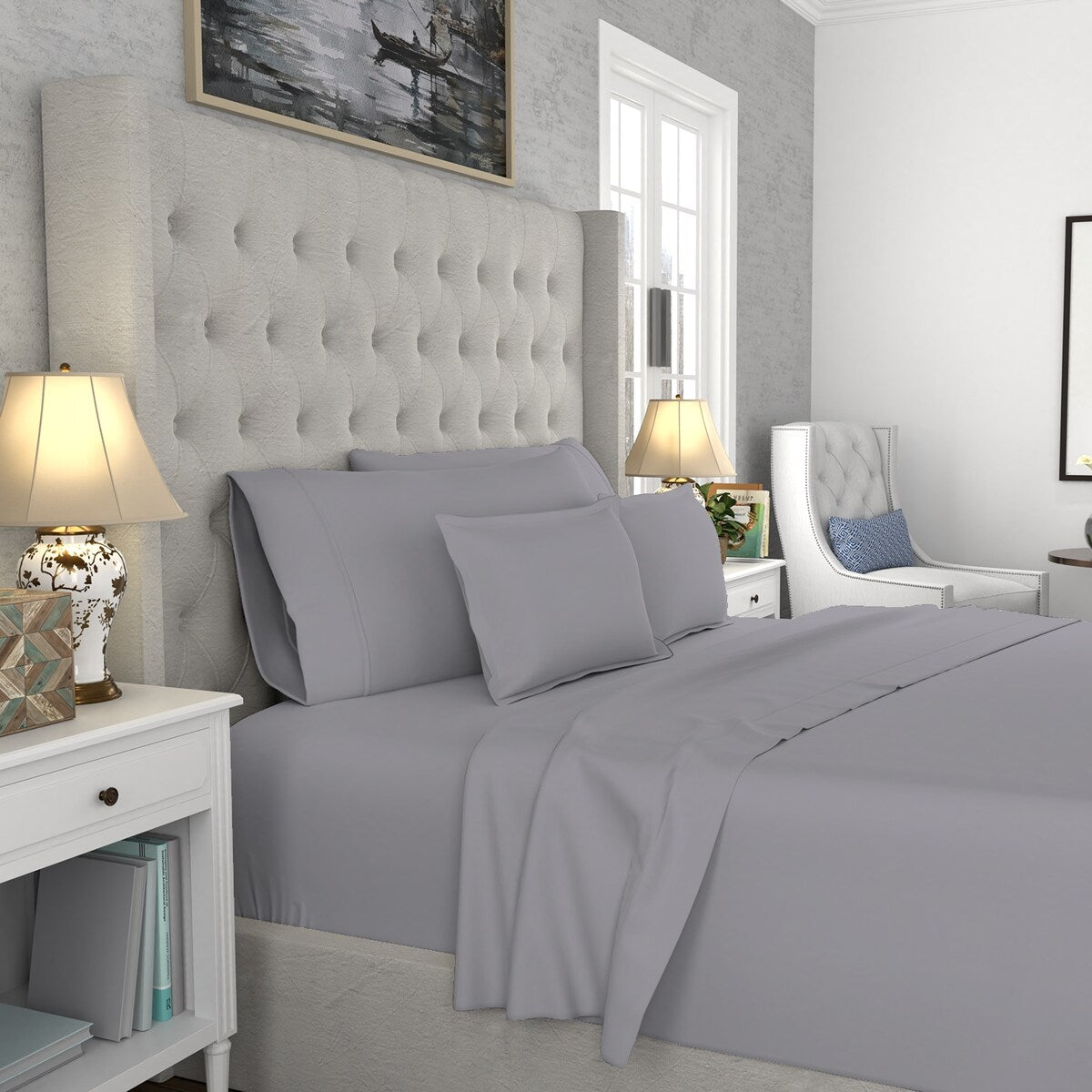 Parure de draps infroissables en mélange de coton de qualité supérieure Color Sense 1200 fils