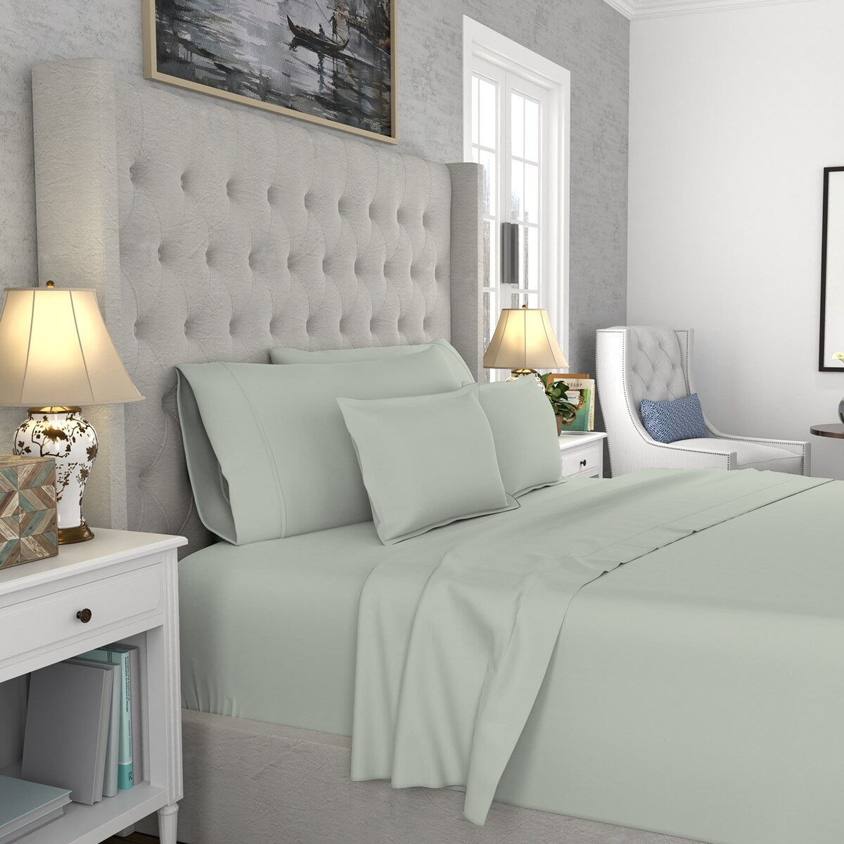 Parure de draps infroissables en mélange de coton de qualité supérieure Color Sense 1200 fils