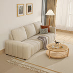 Canapé combiné trois places en tissu griffoir pour chat, accoudoirs hauts et bas, style Bacta, beige