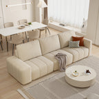 Canapé combiné trois places en tissu griffoir pour chat, accoudoirs hauts et bas, style Bacta, beige