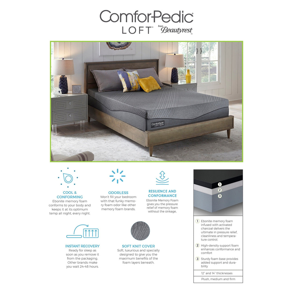 Matelas en mousse à mémoire de forme ComforPedic Loft de BeautyRest 12 Ebonite
