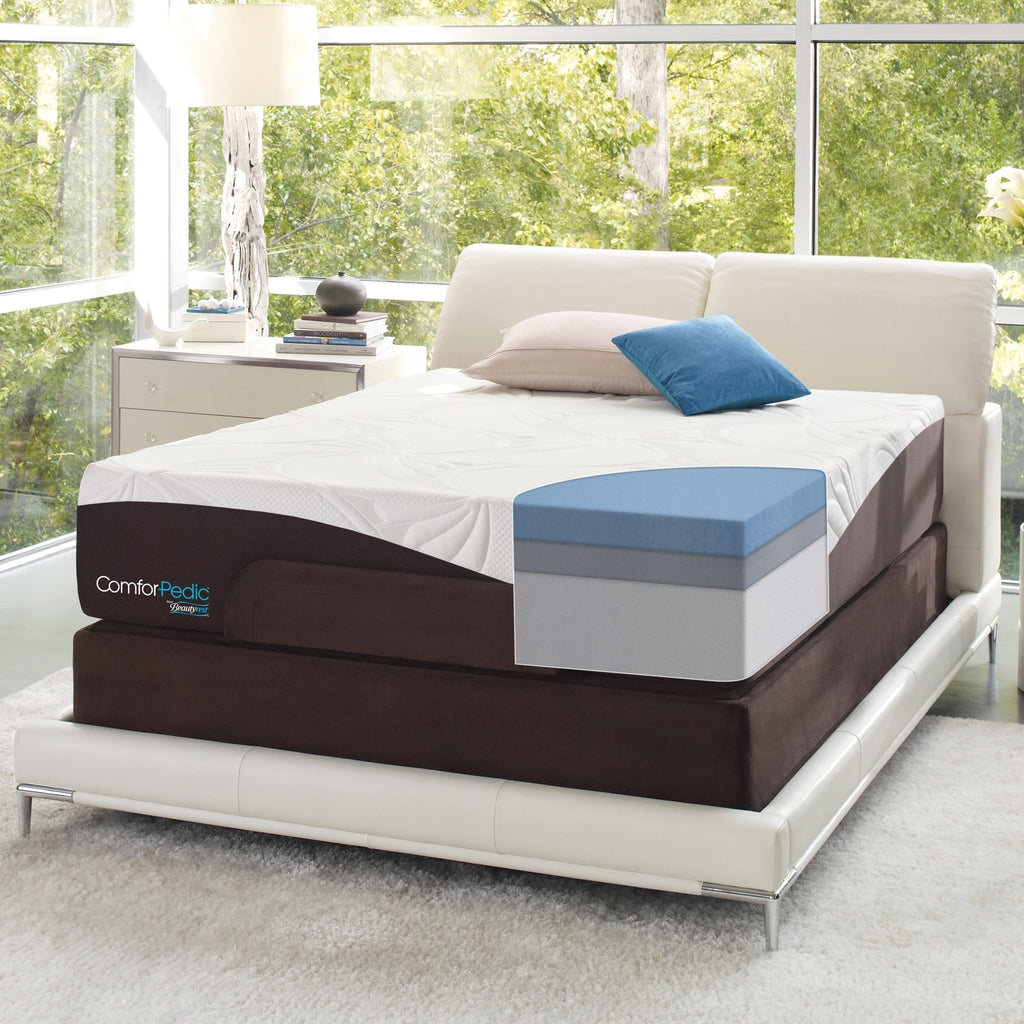 ComforPedic de Beautyrest Choisissez votre ensemble de matelas en mousse à mémoire de forme gel 10 pouces - Blanc - Blanc/Marron
