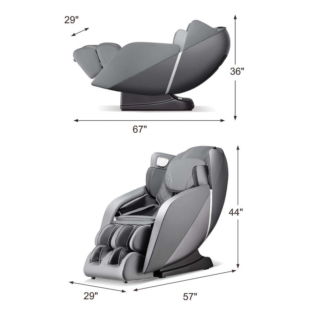 Fauteuil de massage complet du corps avec commande vocale et rouleau chauffant pour les pieds