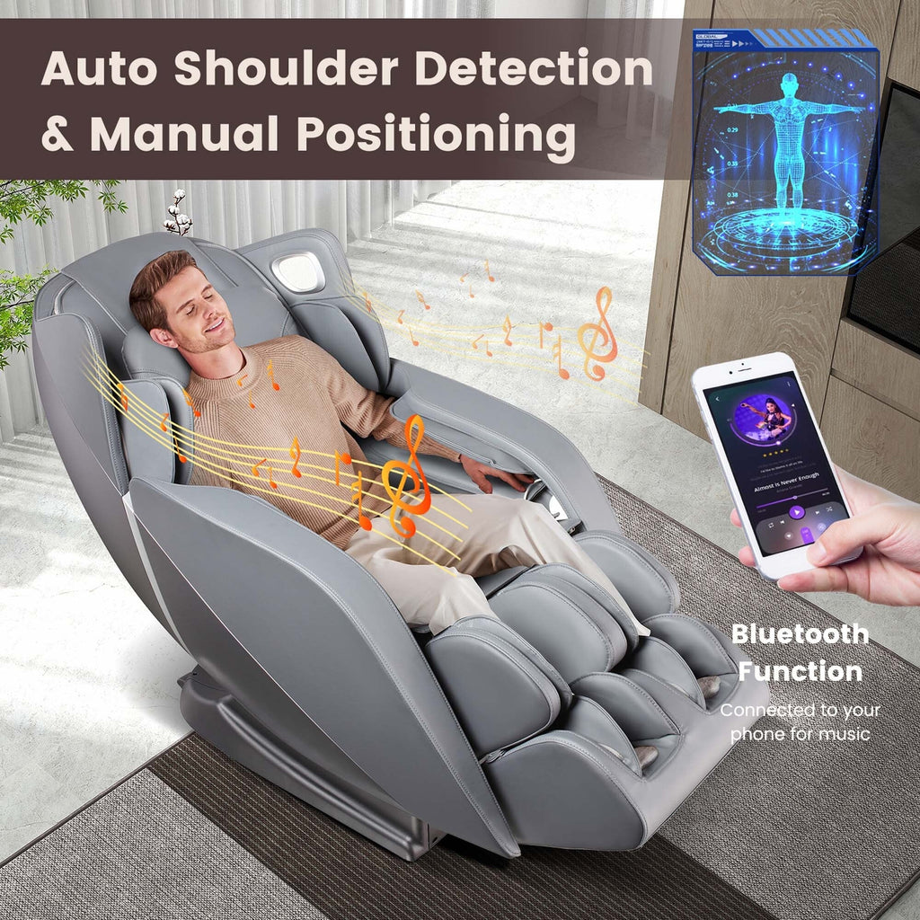 Fauteuil de massage complet du corps avec commande vocale et rouleau chauffant pour les pieds