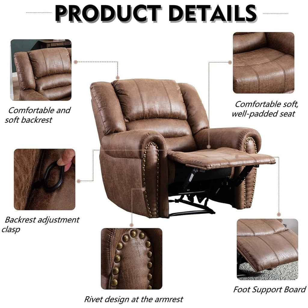 Fauteuil inclinable manuel classique et traditionnel avec accoudoirs et dossier confortables