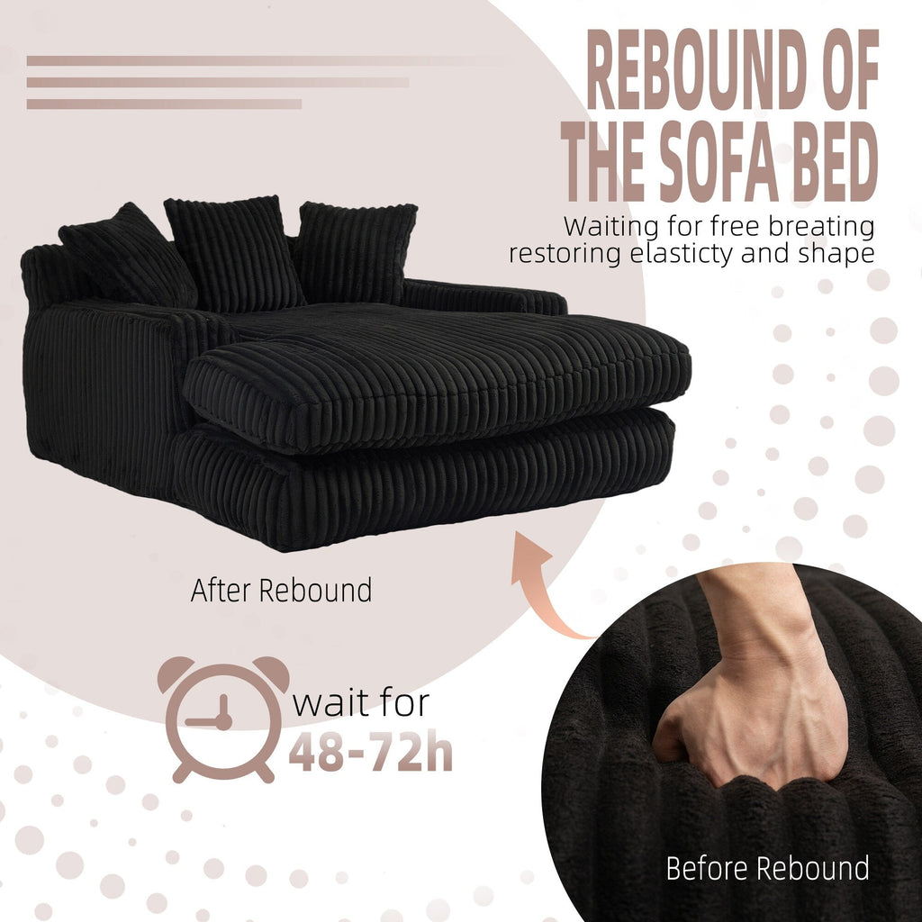 Canapé-lit en velours côtelé avec rembourrage en éponge hautement élastique, sans installation pour le salon