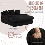 Canapé-lit en velours côtelé avec rembourrage en éponge hautement élastique, sans installation pour le salon