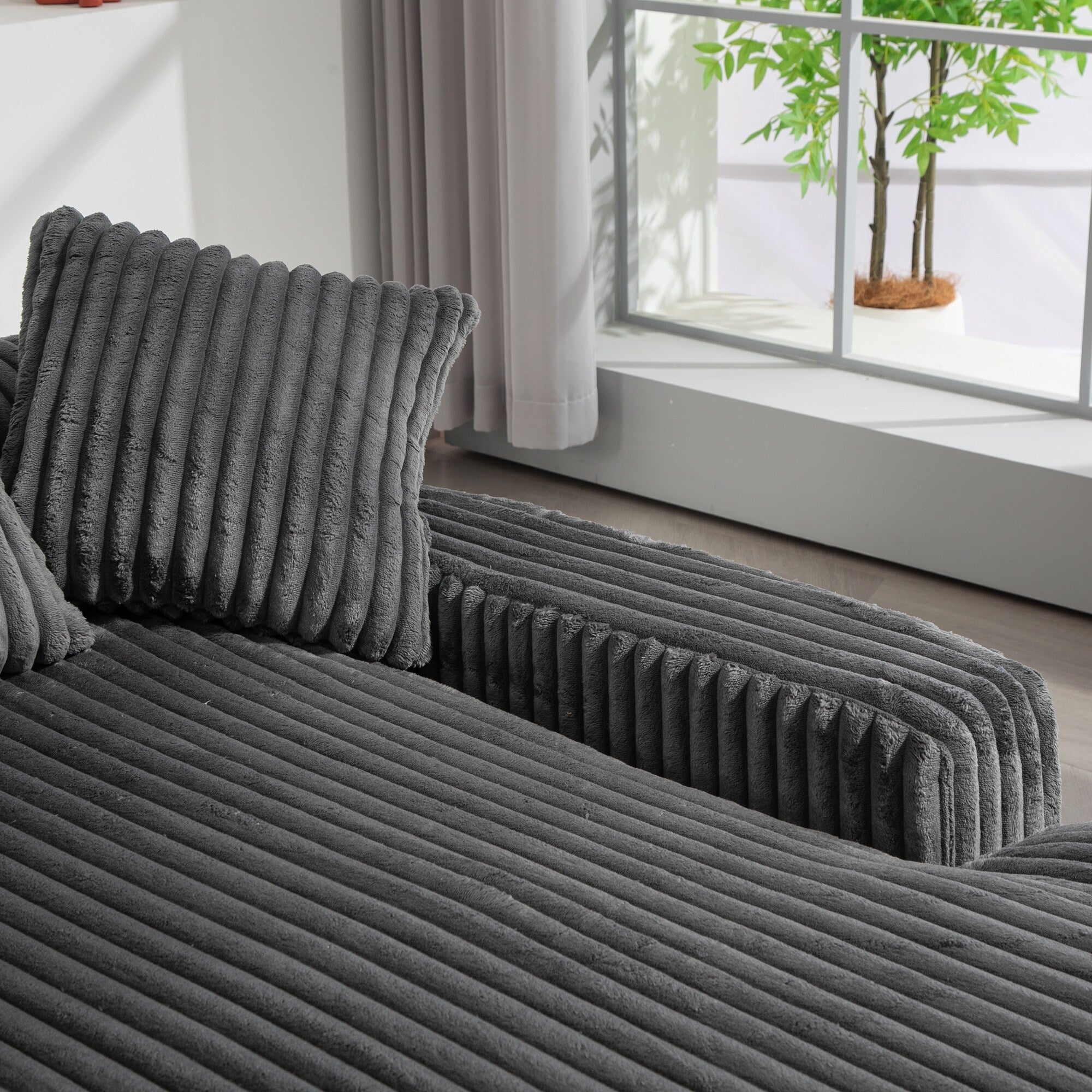 Canapé-lit en velours côtelé avec rembourrage en éponge hautement élastique, sans installation pour le salon