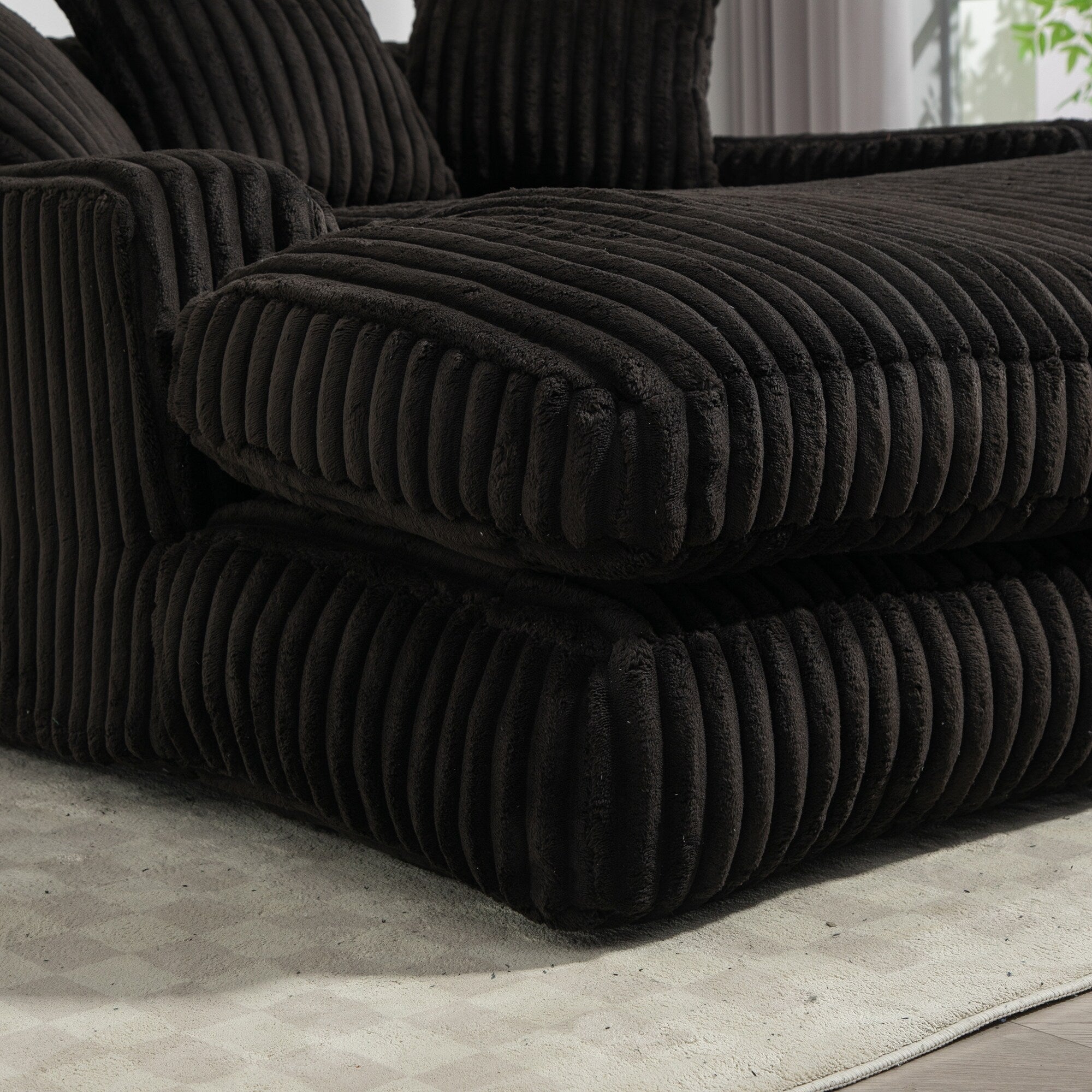 Canapé-lit en velours côtelé avec rembourrage en éponge hautement élastique, sans installation pour le salon