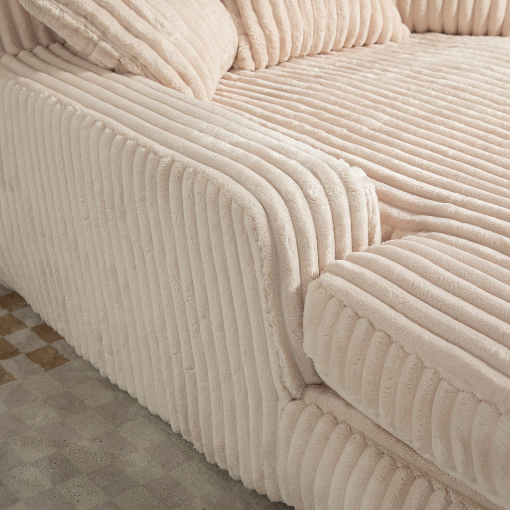 Canapé-lit en velours côtelé avec rembourrage en éponge hautement élastique, sans installation pour le salon