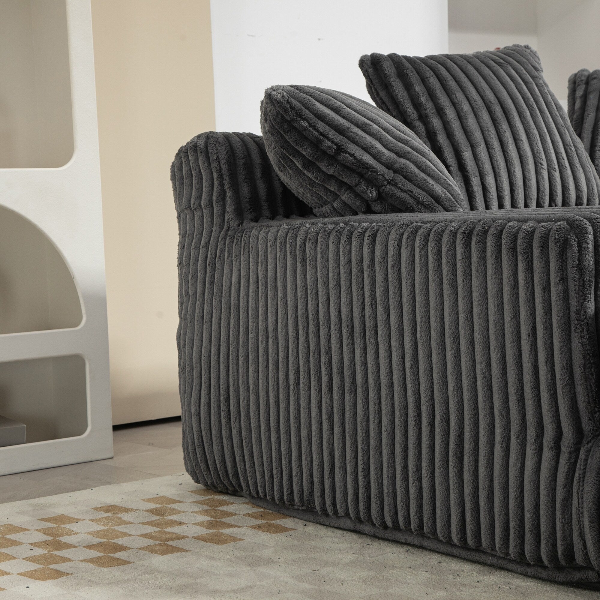 Canapé-lit en velours côtelé avec rembourrage en éponge hautement élastique, sans installation pour le salon