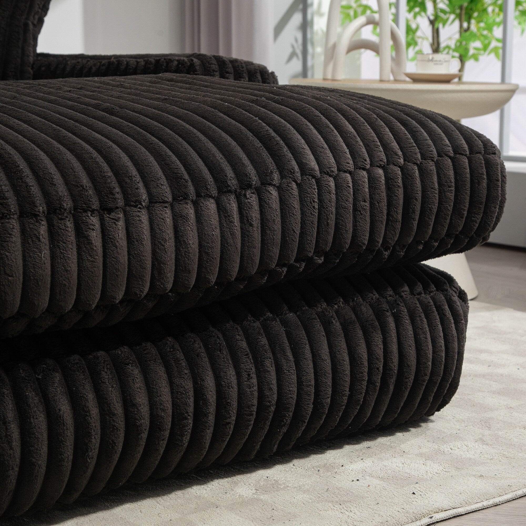 Canapé-lit en velours côtelé avec rembourrage en éponge hautement élastique, sans installation pour le salon