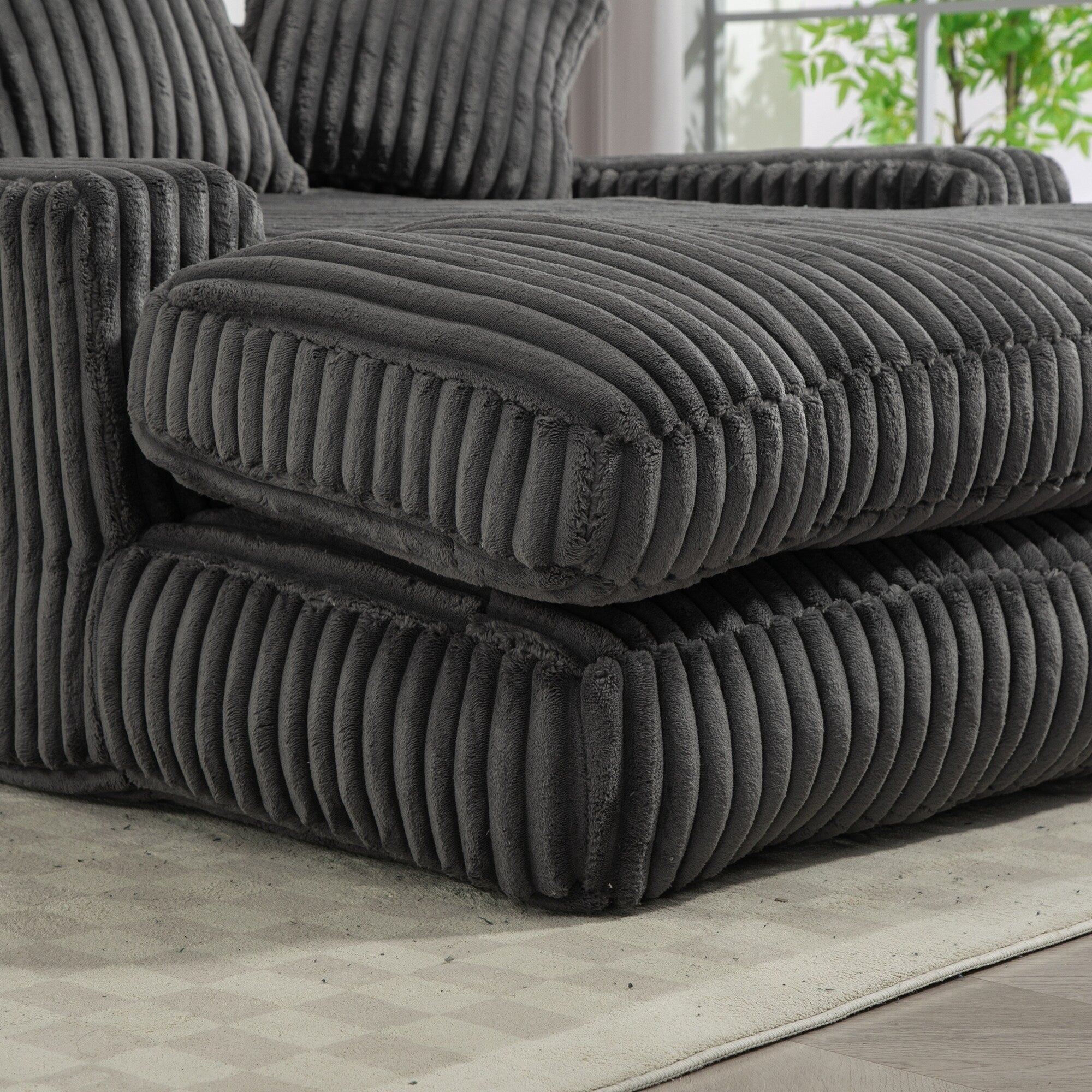 Canapé-lit en velours côtelé avec rembourrage en éponge hautement élastique, sans installation pour le salon