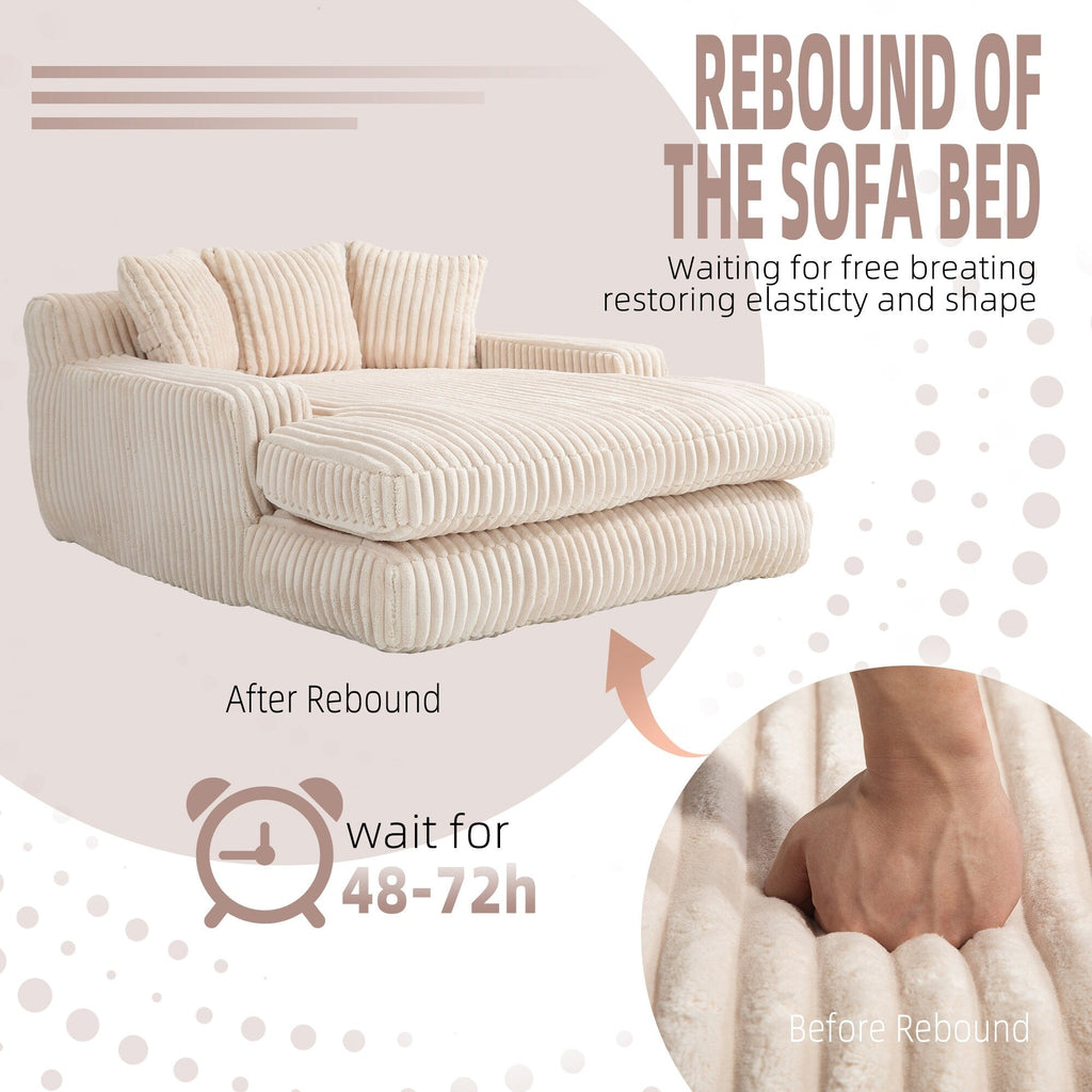 Canapé-lit en velours côtelé avec rembourrage en éponge hautement élastique, sans installation pour le salon