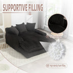 Canapé-lit en velours côtelé avec rembourrage en éponge hautement élastique, sans installation pour le salon