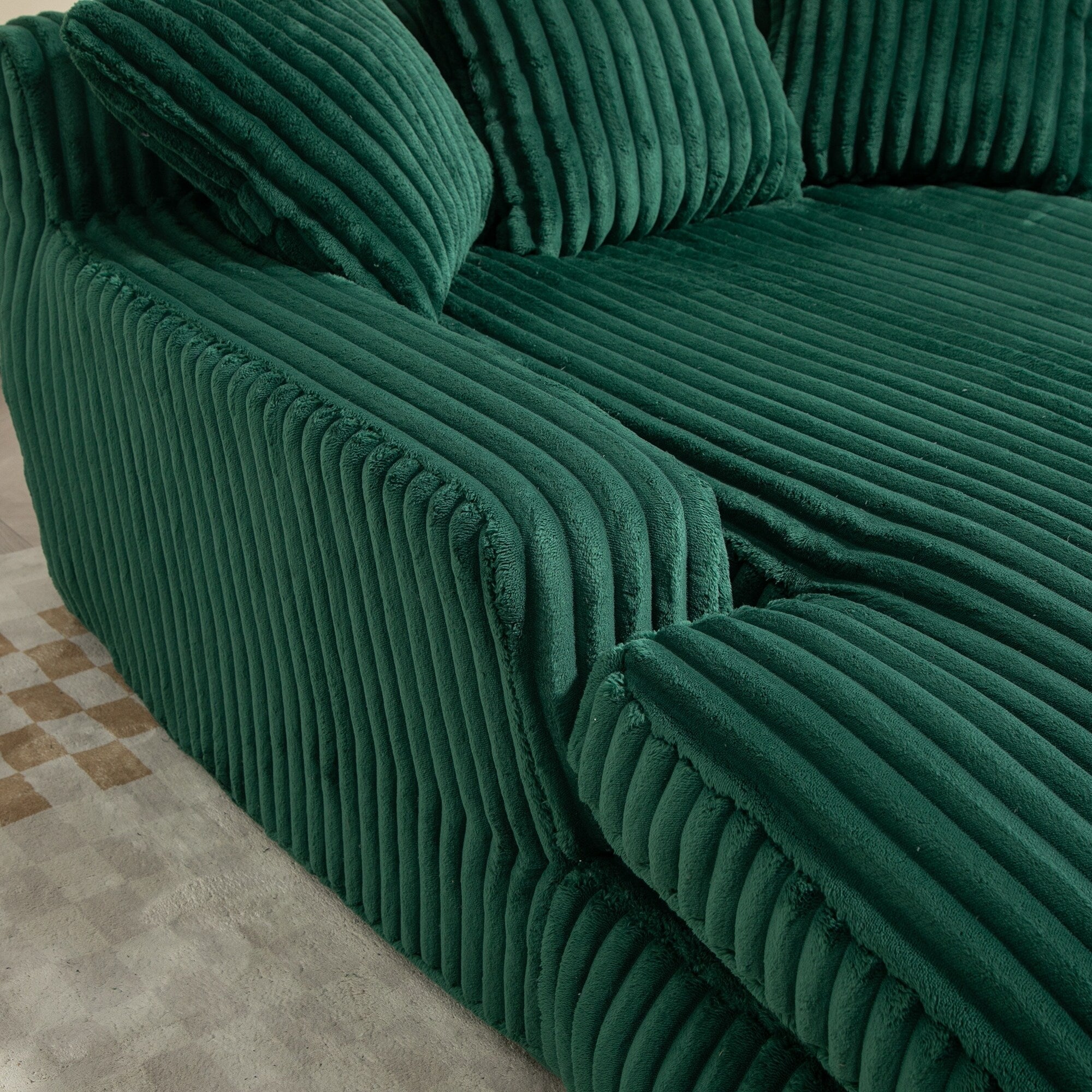 Canapé-lit en velours côtelé avec rembourrage en éponge hautement élastique, sans installation pour le salon