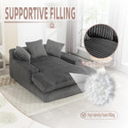 Canapé-lit en velours côtelé avec rembourrage en éponge hautement élastique, sans installation pour le salon