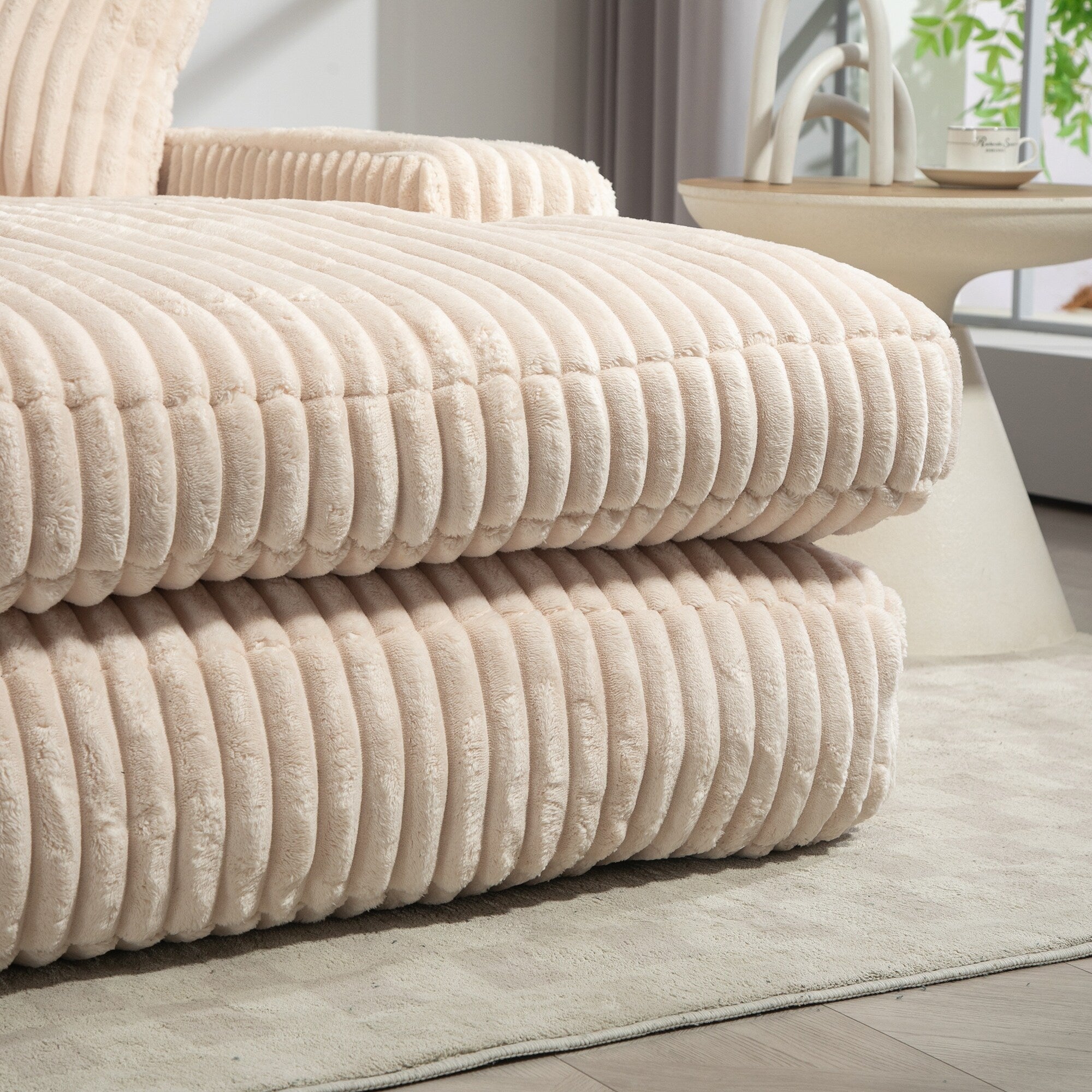 Canapé-lit en velours côtelé avec rembourrage en éponge hautement élastique, sans installation pour le salon