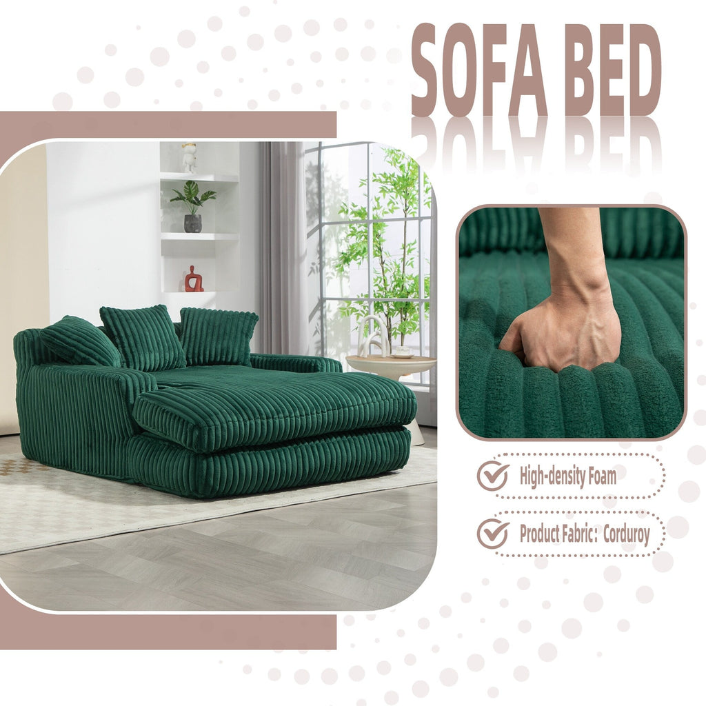 Canapé-lit en velours côtelé avec rembourrage en éponge hautement élastique, sans installation pour le salon