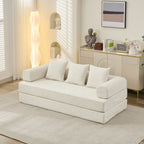 Canapé-lit convertible confortable avec matelas pliant, canapé-lit de sol, canapé de sol en chenille avec accoudoir, canapé de salon de sol