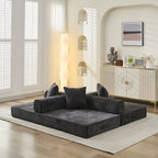 Canapé-lit convertible confortable avec matelas pliant, canapé-lit de sol, canapé de sol en chenille avec accoudoir, canapé de salon de sol