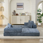 Canapé-lit convertible confortable avec matelas pliant, canapé-lit de sol, canapé de sol en chenille avec accoudoir, canapé de salon de sol