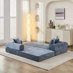 Canapé-lit convertible confortable avec matelas pliant, canapé-lit de sol, canapé de sol en chenille avec accoudoir, canapé de salon de sol