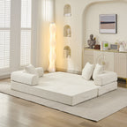 Canapé-lit convertible confortable avec matelas pliant, canapé-lit de sol, canapé de sol en chenille avec accoudoir, canapé de salon de sol