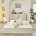 Canapé-lit convertible confortable avec matelas pliant, canapé-lit de sol, canapé de sol en chenille avec accoudoir, canapé de salon de sol