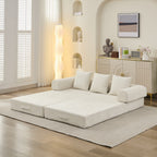 Canapé-lit convertible confortable avec matelas pliant, canapé-lit de sol, canapé de sol en chenille avec accoudoir, canapé de salon de sol