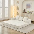 Canapé-lit convertible confortable avec matelas pliant, canapé-lit de sol, canapé de sol en chenille avec accoudoir, canapé de salon