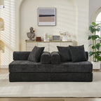 Canapé-lit convertible confortable avec matelas pliant, canapé-lit de sol, canapé de sol en chenille avec accoudoir, canapé de salon