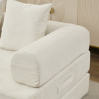 Canapé-lit convertible confortable avec matelas pliant, canapé-lit de sol, canapé de sol en chenille avec accoudoir, canapé de salon