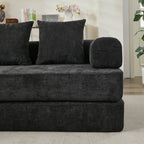 Canapé-lit convertible confortable avec matelas pliant, canapé-lit de sol, canapé de sol en chenille avec accoudoir, canapé de salon