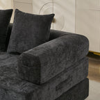 Canapé-lit convertible confortable avec matelas pliant, canapé-lit de sol, canapé de sol en chenille avec accoudoir, canapé de salon