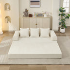 Canapé-lit convertible confortable avec matelas pliant, canapé-lit de sol, canapé de sol en chenille avec accoudoir, canapé de salon