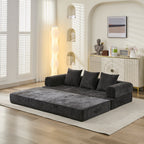 Canapé-lit convertible confortable avec matelas pliant, canapé-lit de sol, canapé de sol en chenille avec accoudoir, canapé de salon