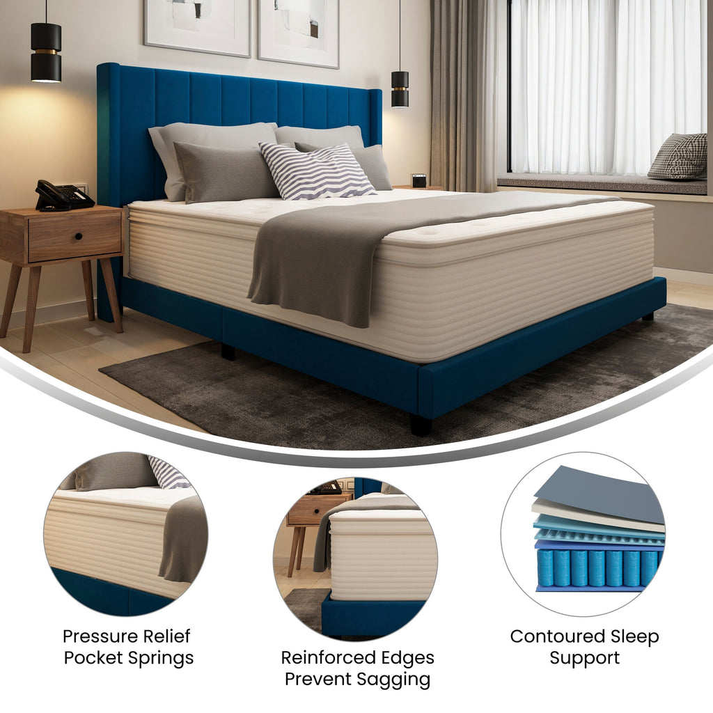 Matelas hybride commercial en mousse à mémoire de forme et ressorts ensachés dans une boîte