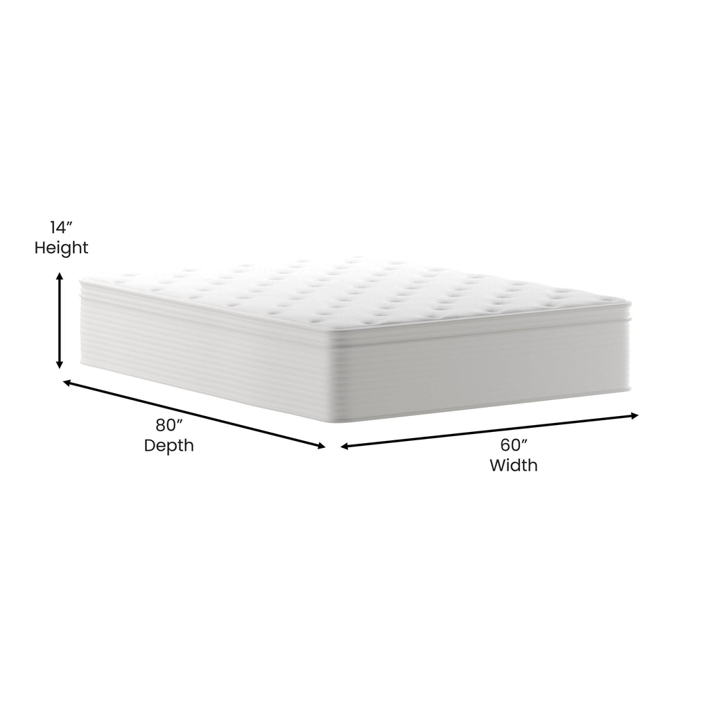 Matelas hybride commercial en mousse à mémoire de forme et ressorts ensachés dans une boîte