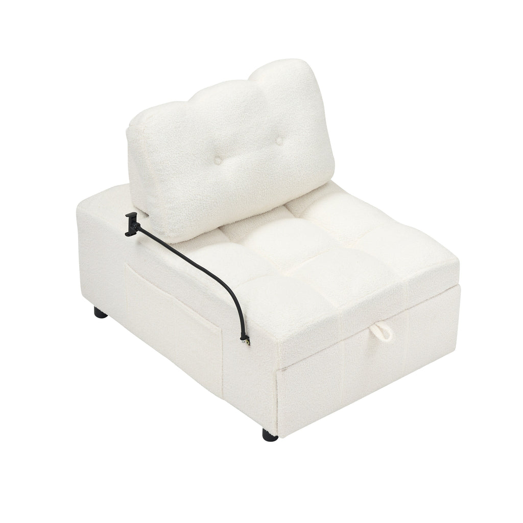 Canapé compact en tissu Teddy - Canapé convertible de 40,20 pouces pour petits espaces dans le salon ou le bureau