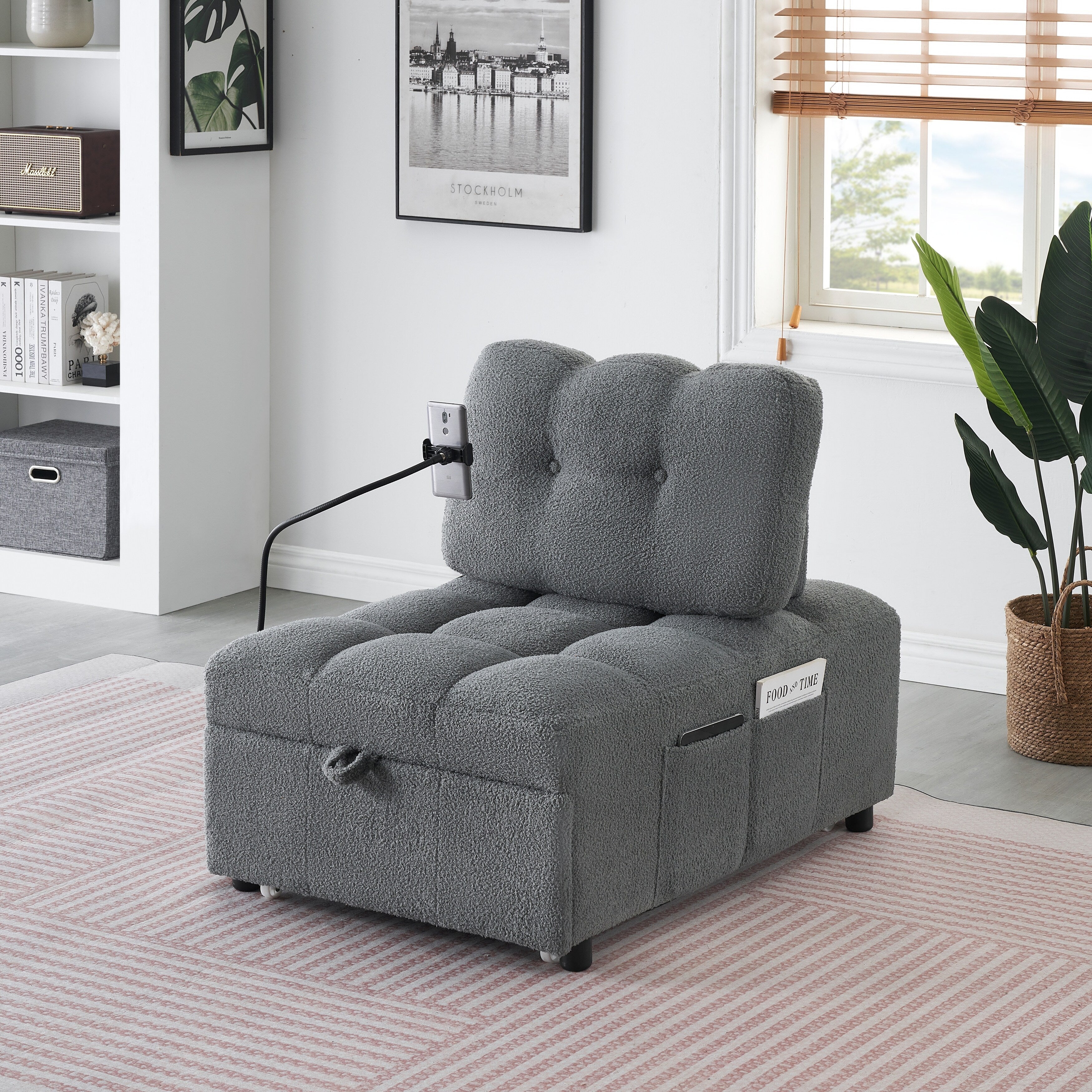 Canapé compact en tissu Teddy - Canapé convertible de 40,20 pouces pour petits espaces dans le salon ou le bureau