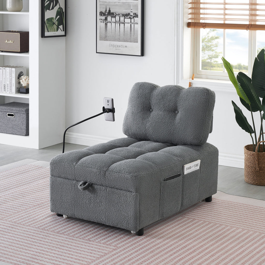 Canapé compact en tissu Teddy - Canapé convertible de 40,20 pouces pour petits espaces dans le salon ou le bureau