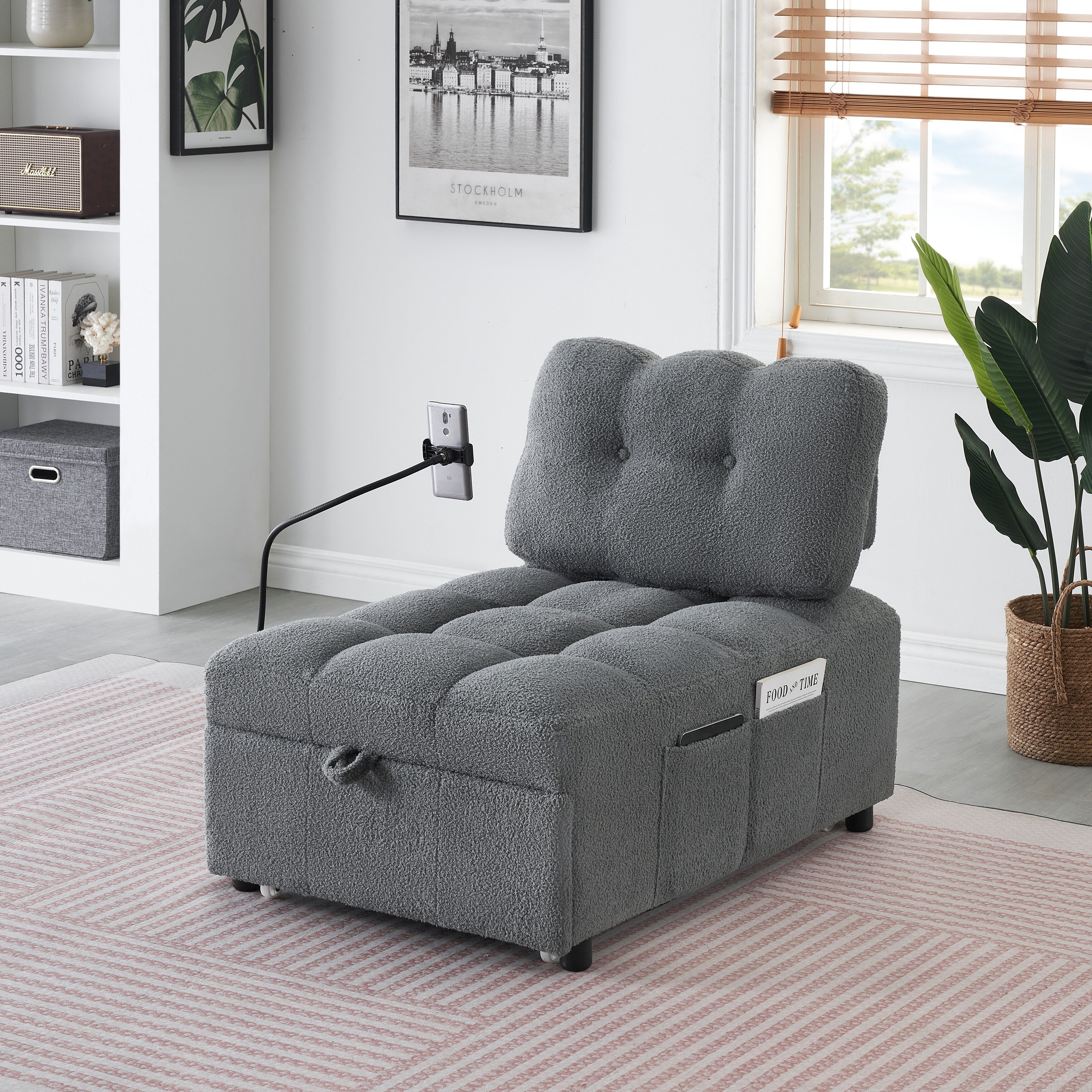 Canapé compact en tissu Teddy - Canapé convertible de 40,20 pouces pour petits espaces dans le salon ou le bureau