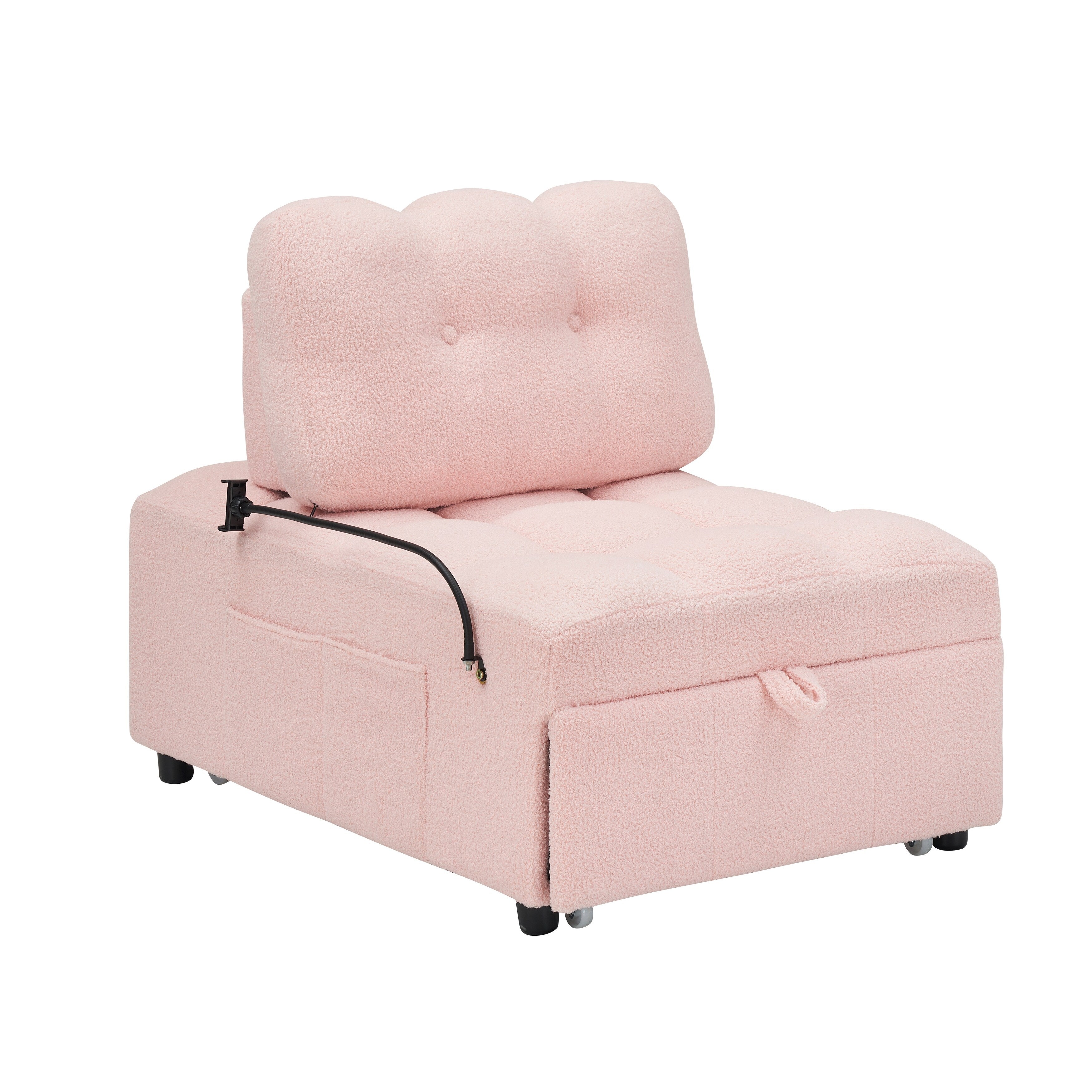 Canapé compact en tissu Teddy - Canapé convertible de 40,20 pouces pour petits espaces dans le salon ou le bureau