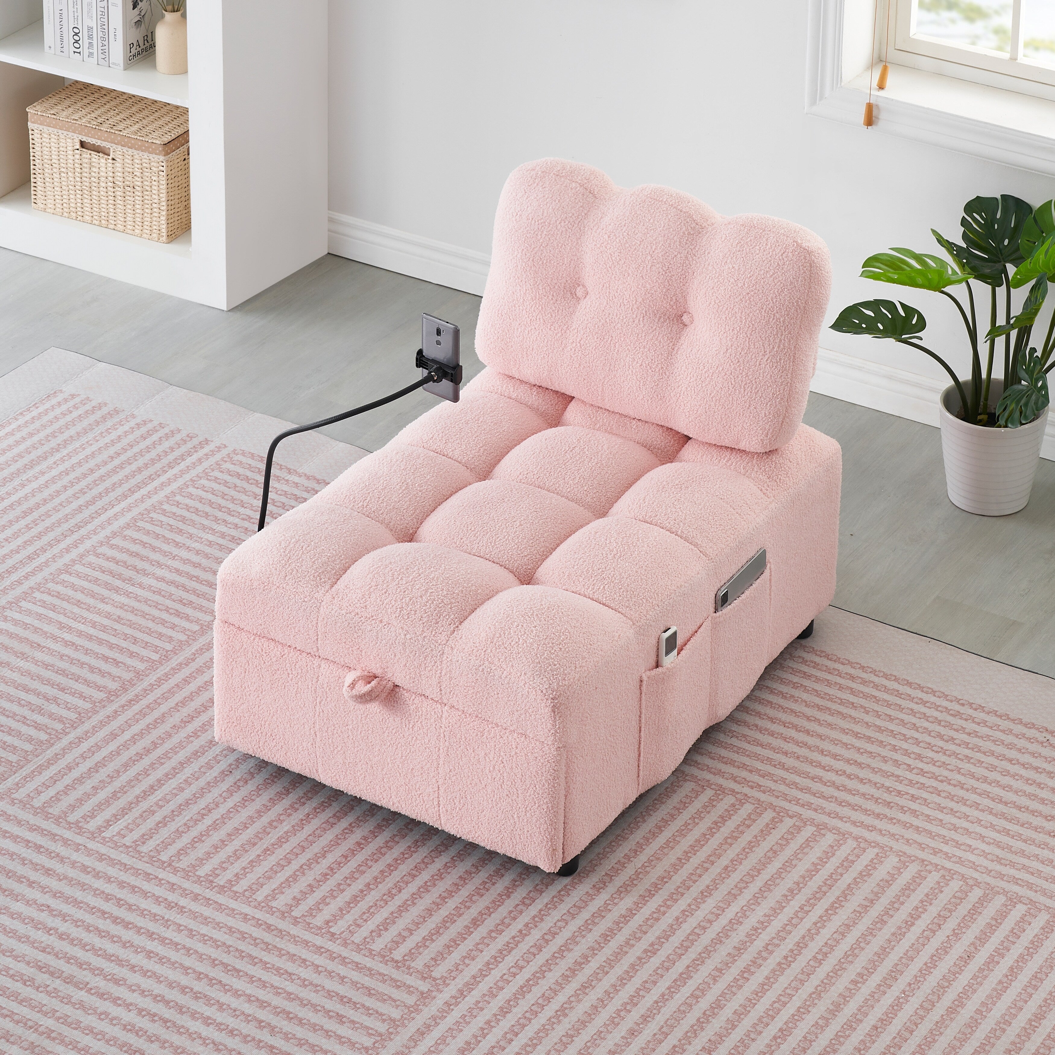Canapé compact en tissu Teddy - Canapé convertible de 40,20 pouces pour petits espaces dans le salon ou le bureau