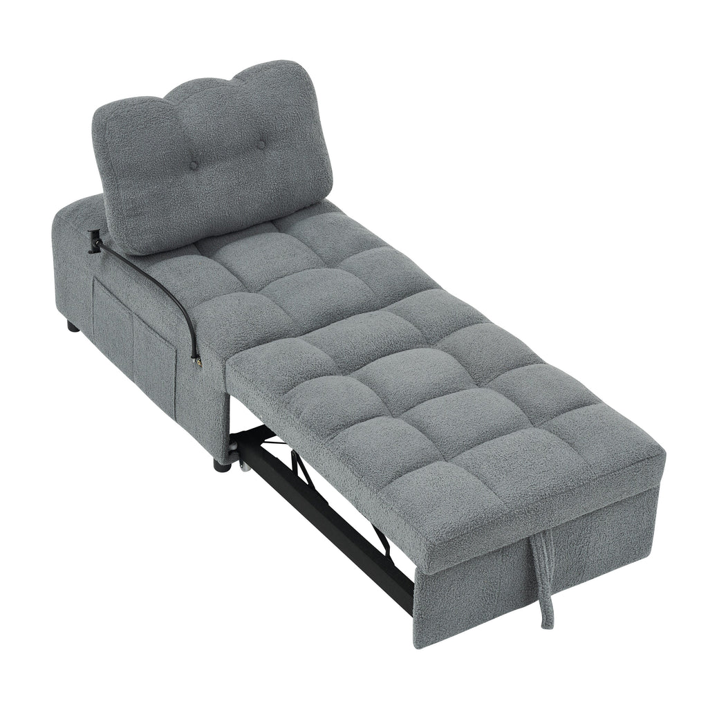 Canapé compact en tissu Teddy - Canapé convertible de 40,20 pouces pour petits espaces dans le salon ou le bureau