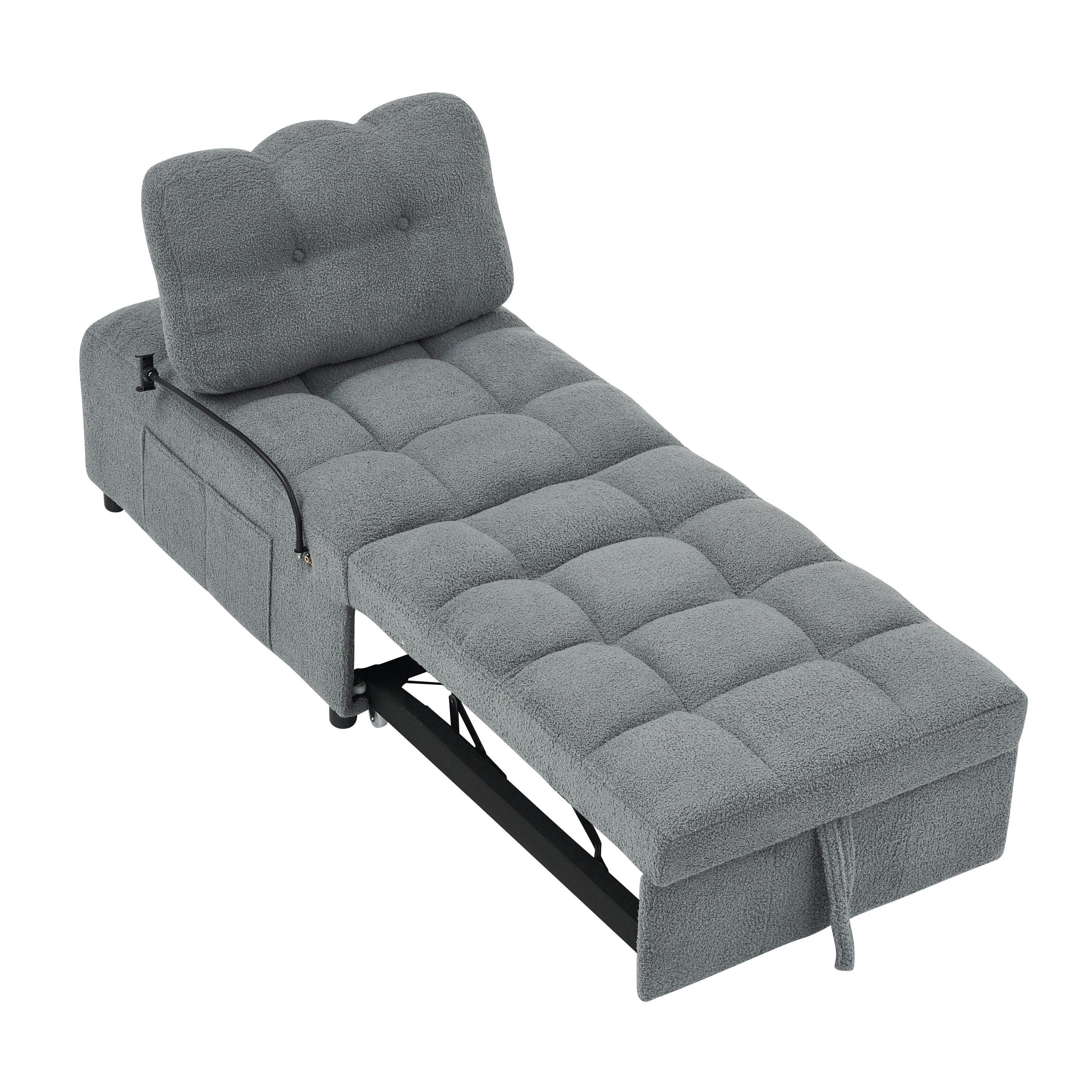 Canapé compact en tissu Teddy - Canapé convertible de 40,20 pouces pour petits espaces dans le salon ou le bureau