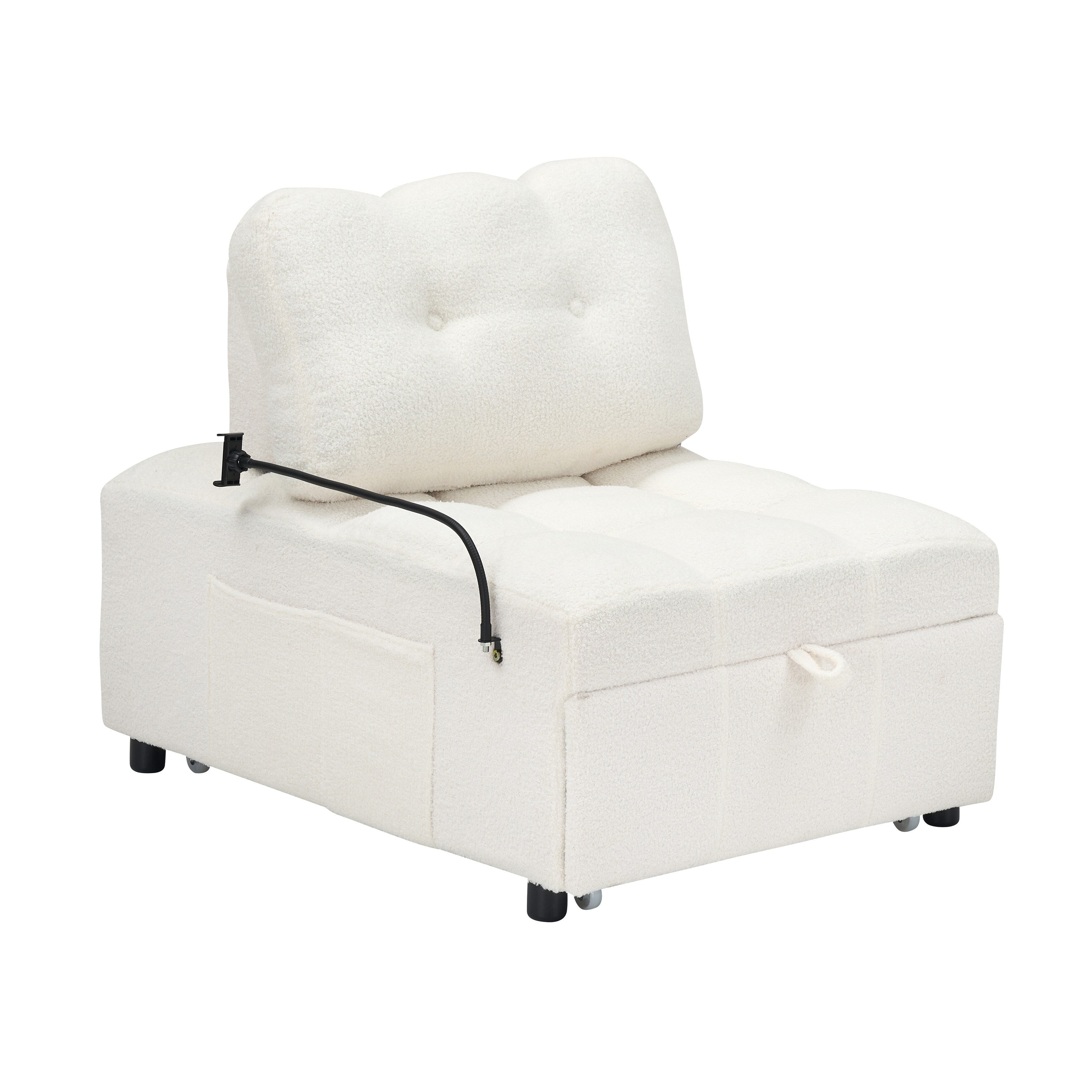 Canapé compact en tissu Teddy - Canapé convertible de 40,20 pouces pour petits espaces dans le salon ou le bureau