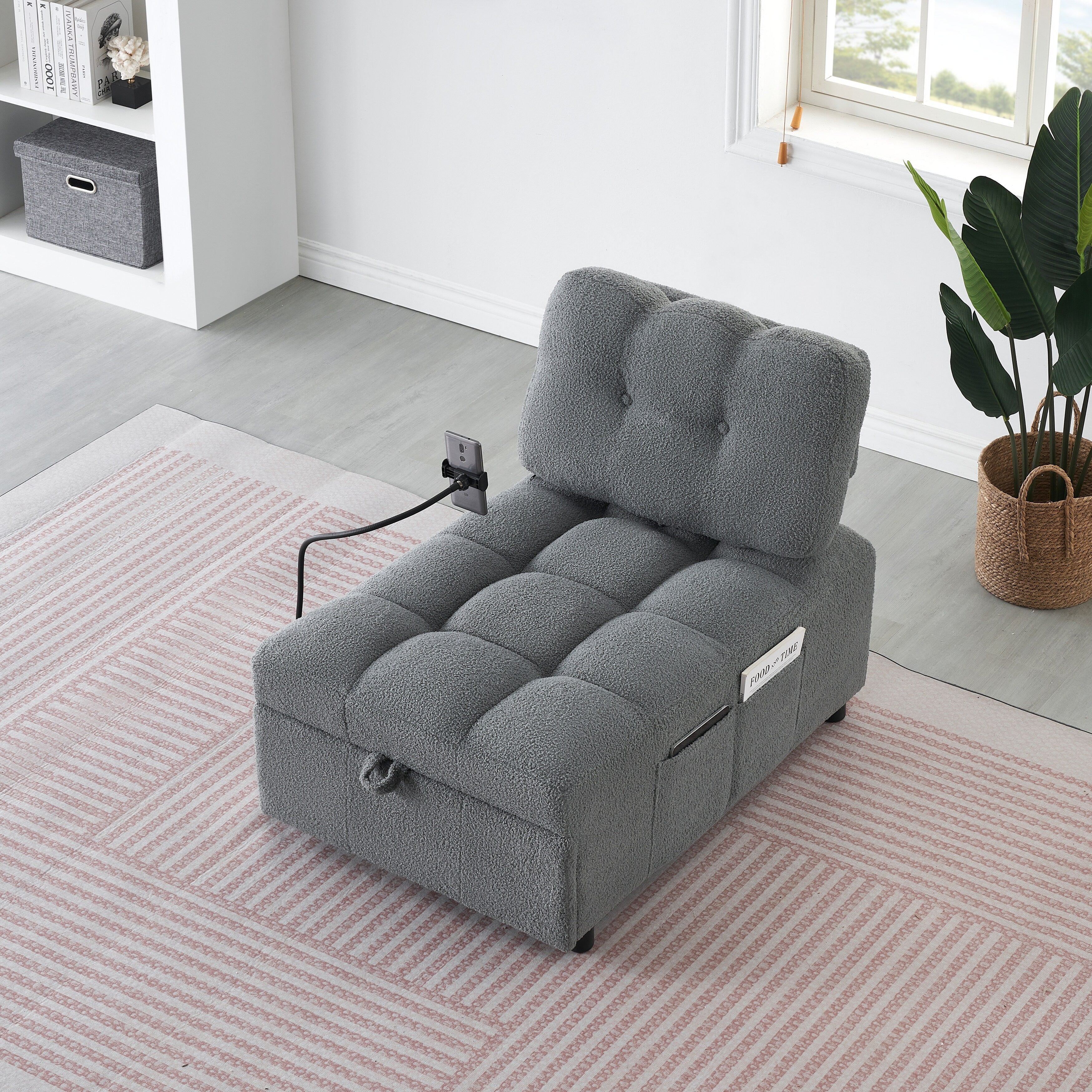 Canapé compact en tissu Teddy - Canapé convertible de 40,20 pouces pour petits espaces dans le salon ou le bureau